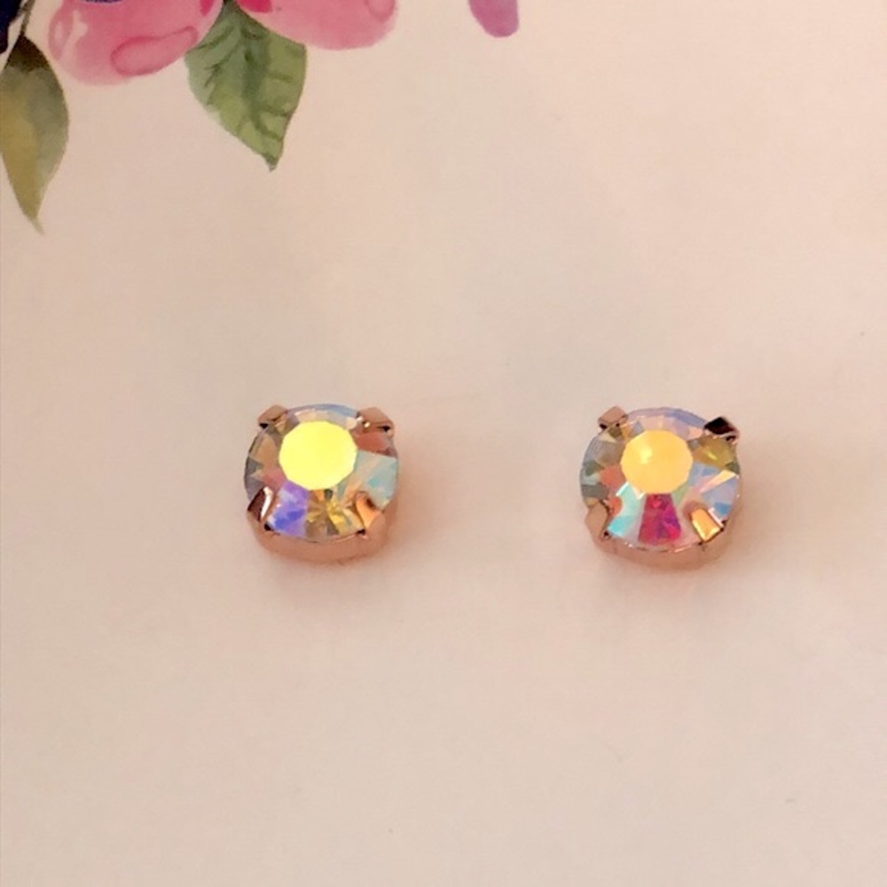 Aurora Borealis Crystal Earrings - Picture 4 of 4